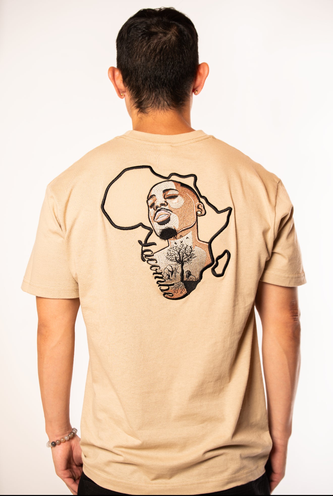 Lacombe' Embroidered Tan T-Shirt