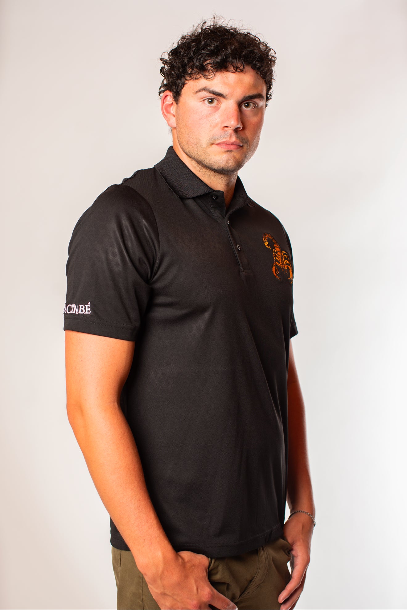 Lacombe' Black Embroidered Polo