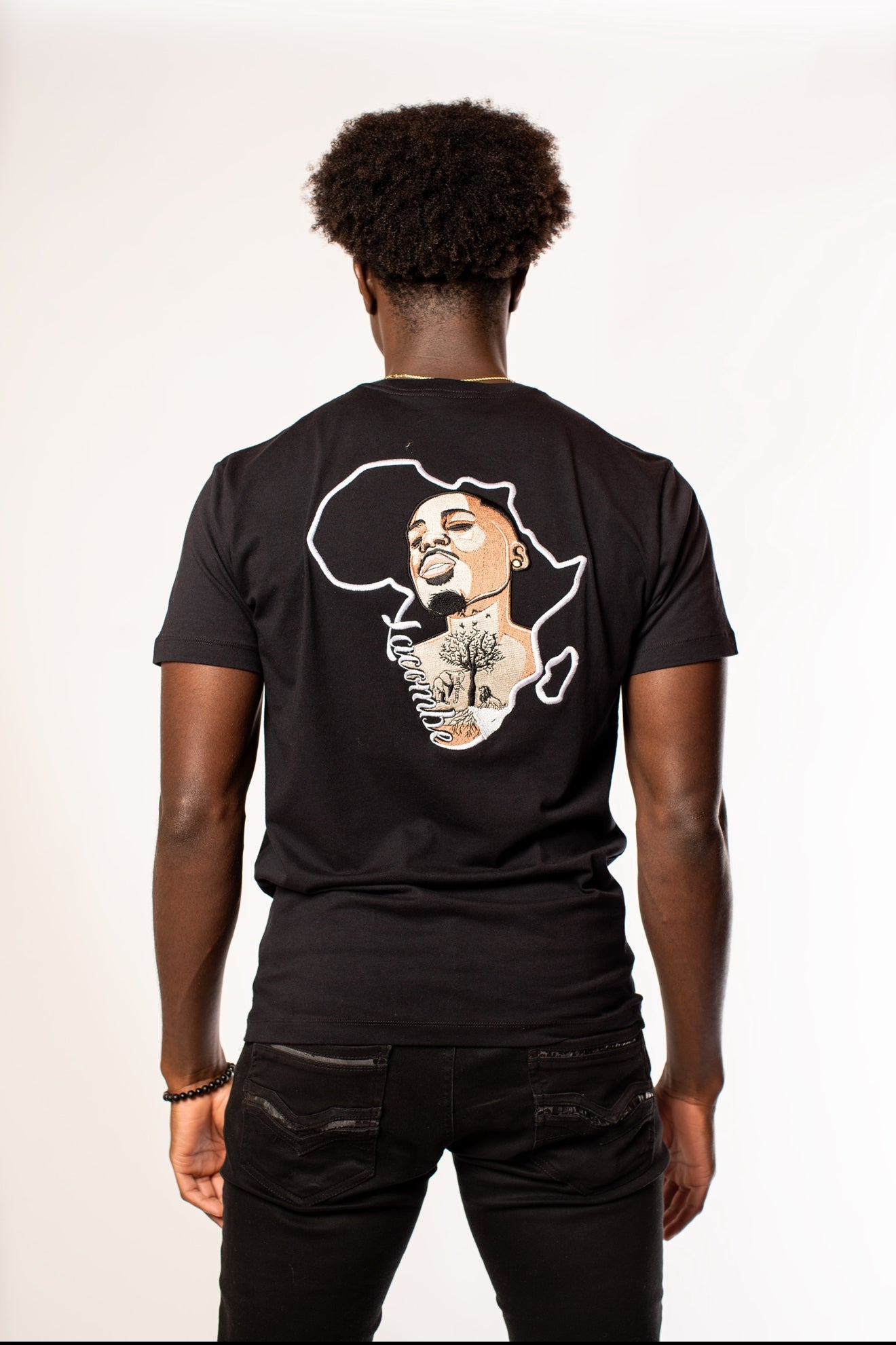 Lacombe' Black Embroidered Tee